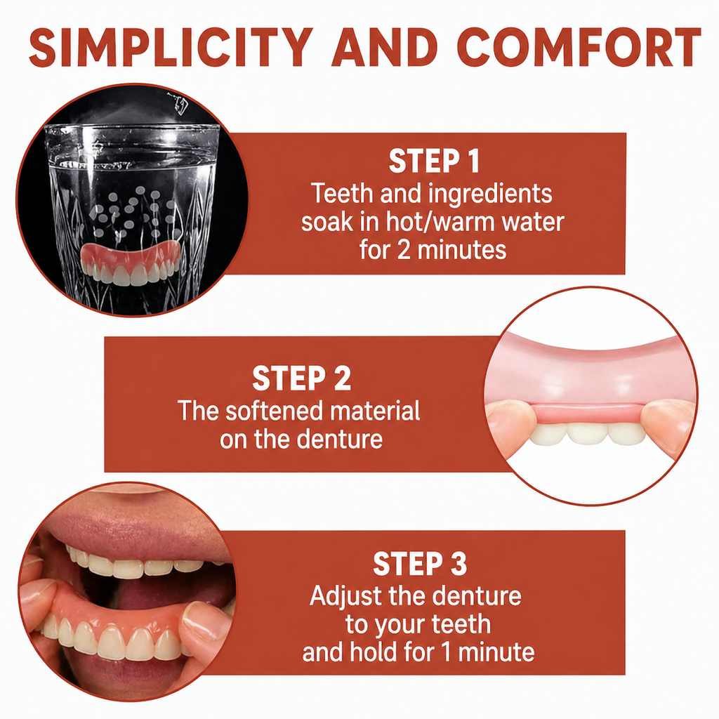 Snap on Veneers Temporary Fake Teeth with Moldable Fit Upper and Lower Set - Image 4