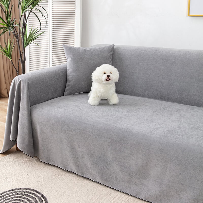 Sofa Couch Cover Throw Blanket Water-Resistant Chenille with Pom-Pom Trim Washable - Image 10