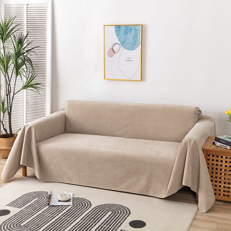 Sofa Couch Cover Throw Blanket Water-Resistant Chenille with Pom-Pom Trim Washable - Image 12