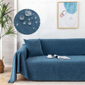 Sofa Couch Cover Throw Blanket Water-Resistant Chenille with Pom-Pom Trim Washable - Image 2