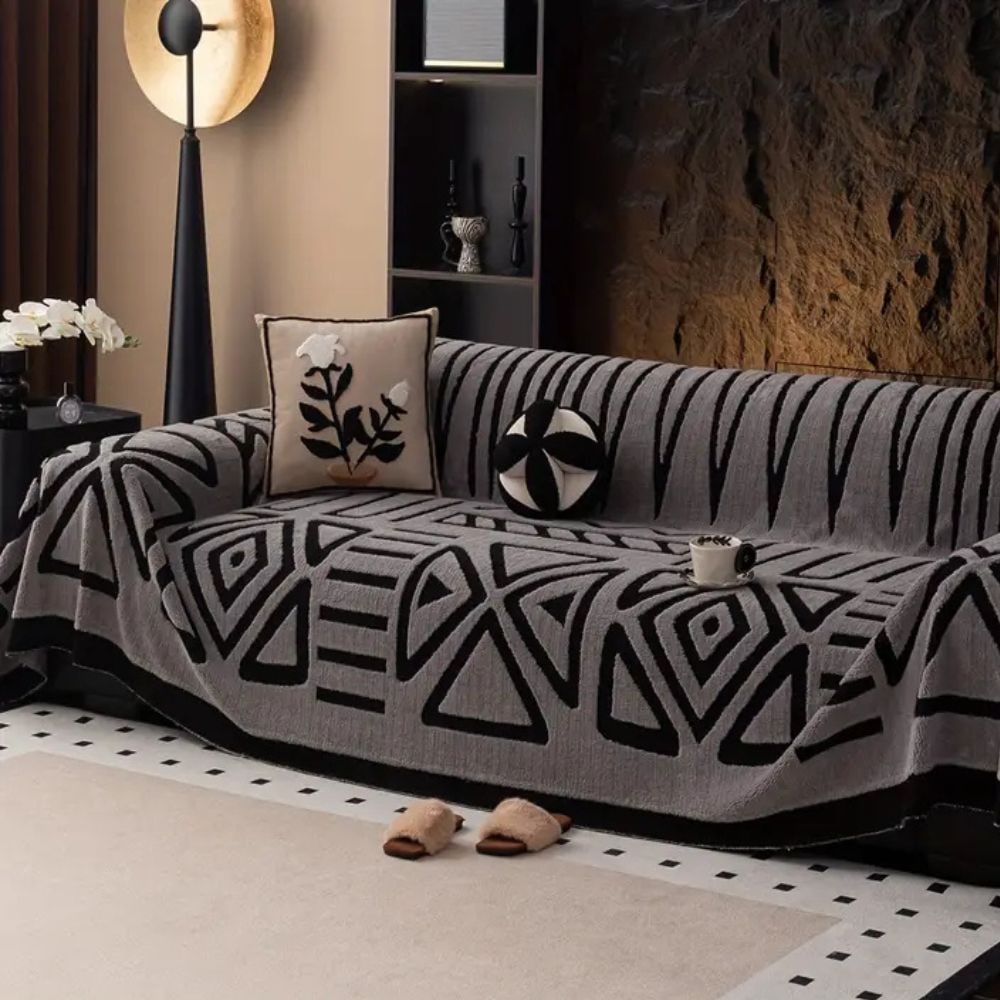 Sofa Couch Cover with Geometric Jacquard Knit Texture Washable Pet Protection - Image 3