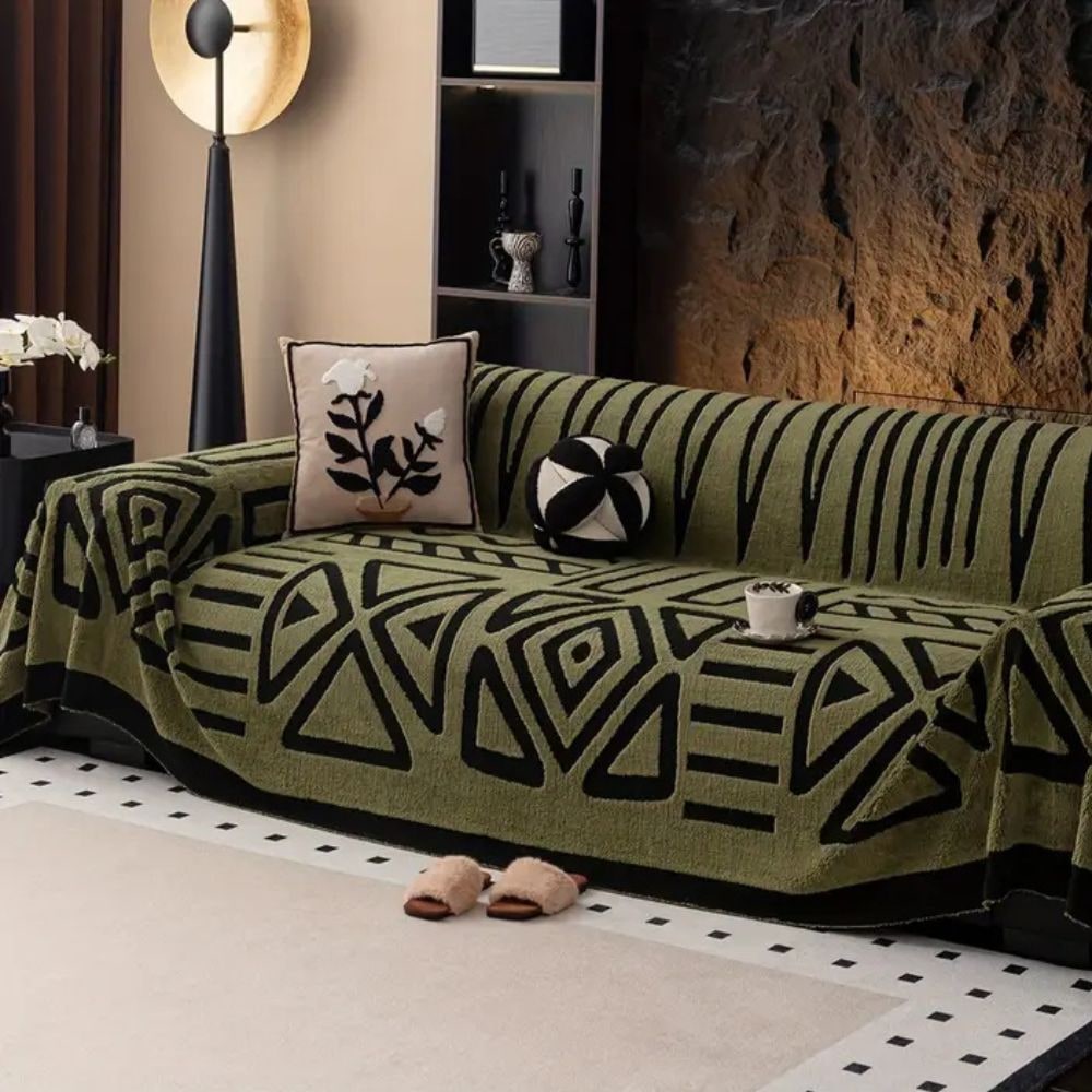 Sofa Couch Cover with Geometric Jacquard Knit Texture Washable Pet Protection - Image 4