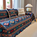 Sofa Throw Blanket with Bohemian Geometric Design and Woven Fringe Trim - Image 1