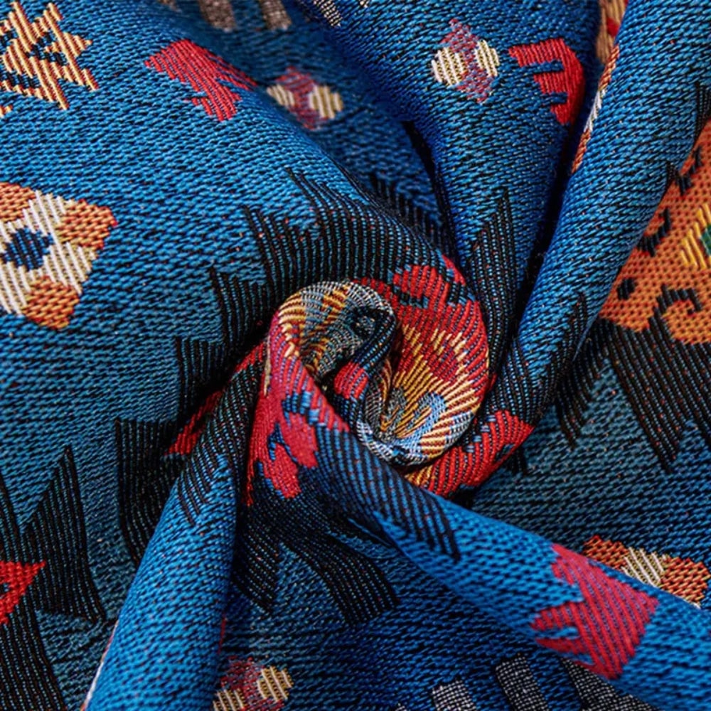 Sofa Throw Blanket with Bohemian Geometric Design and Woven Fringe Trim - Image 5