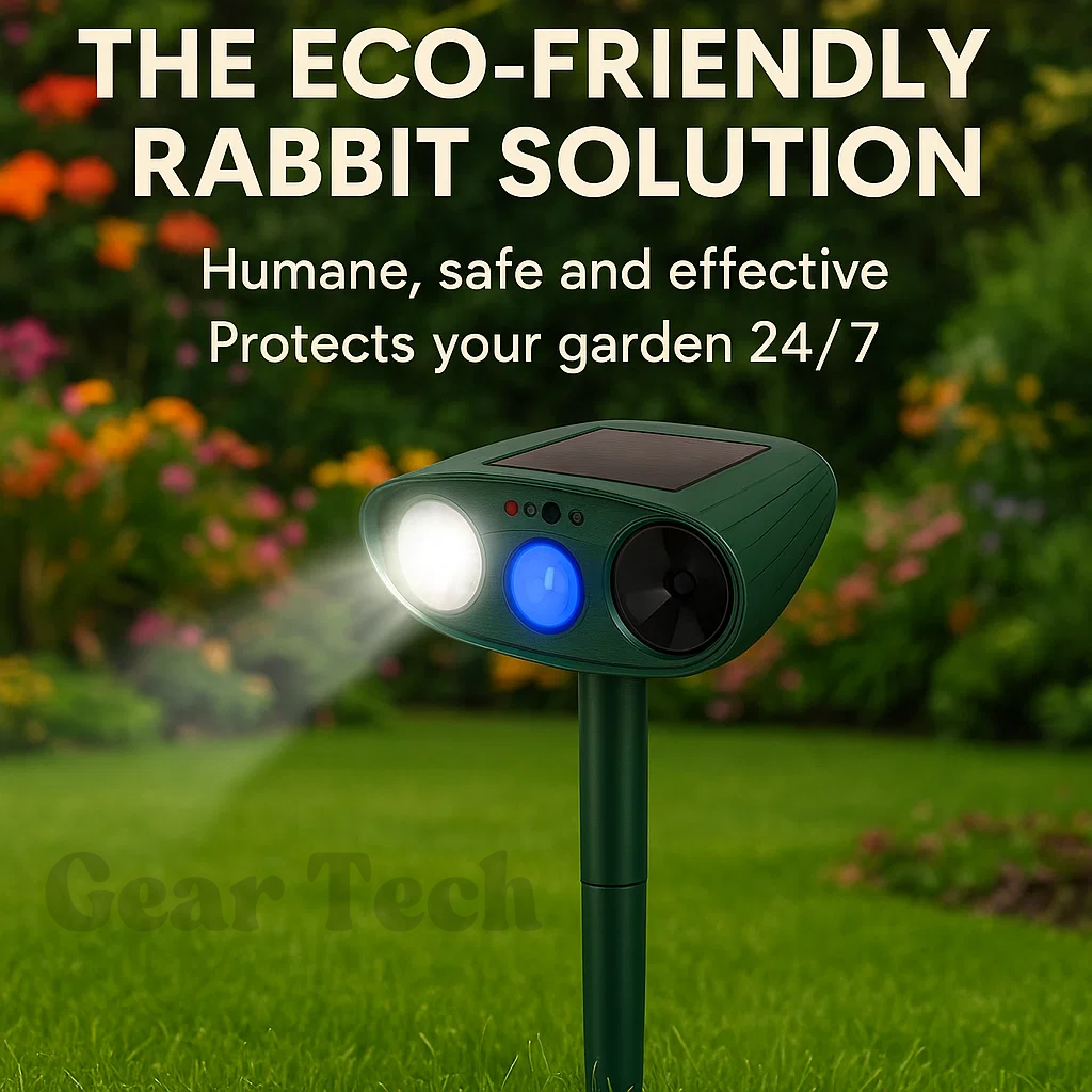 Solar Powered Ultrasonic Pest Repeller with LED Light and Motion Sensor for Garden - Image 1
