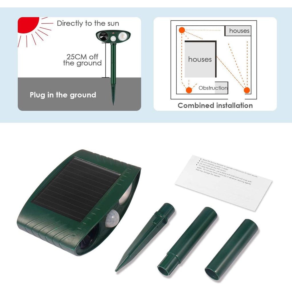 Solar Powered Ultrasonic Pest Repeller with LED Light and Motion Sensor for Garden - Image 13