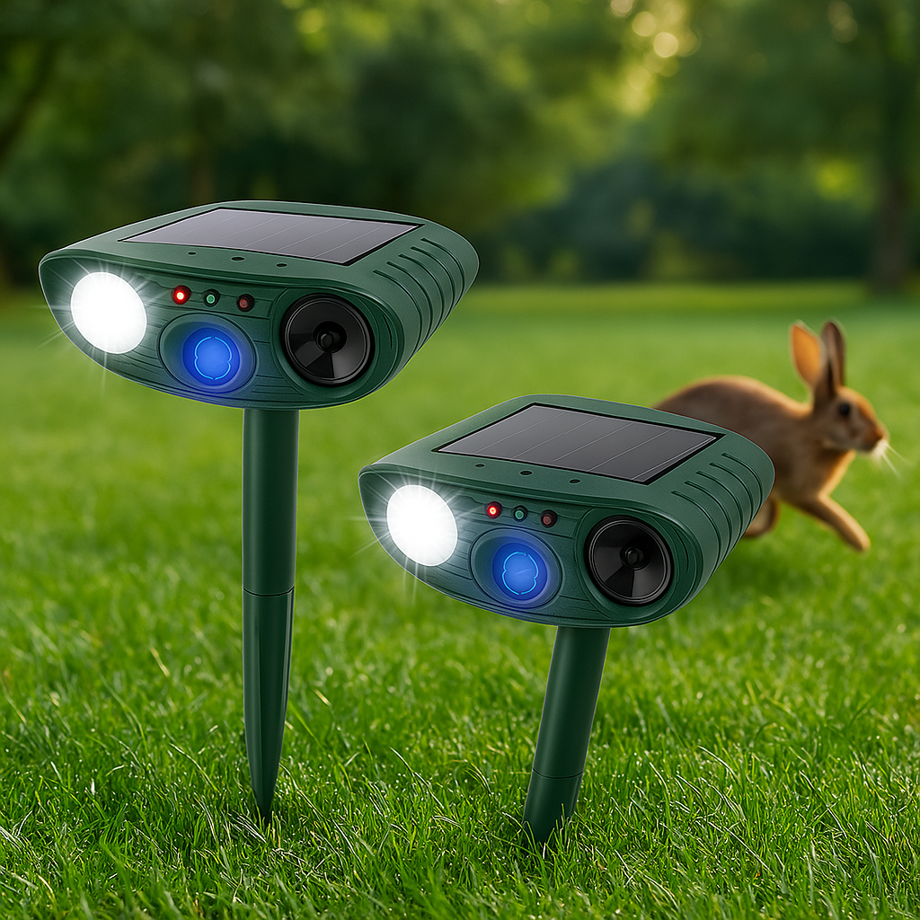 Solar Powered Ultrasonic Pest Repeller with LED Light and Motion Sensor for Garden - Image 23
