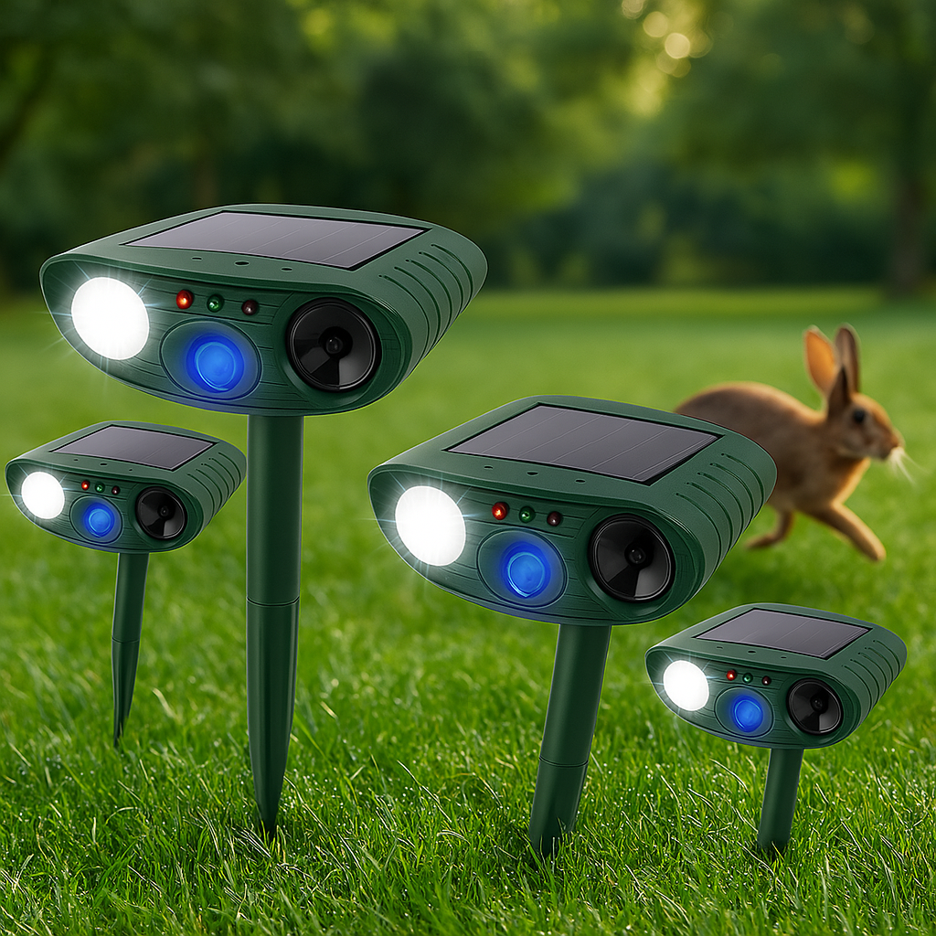 Solar Powered Ultrasonic Pest Repeller with LED Light and Motion Sensor for Garden - Image 24