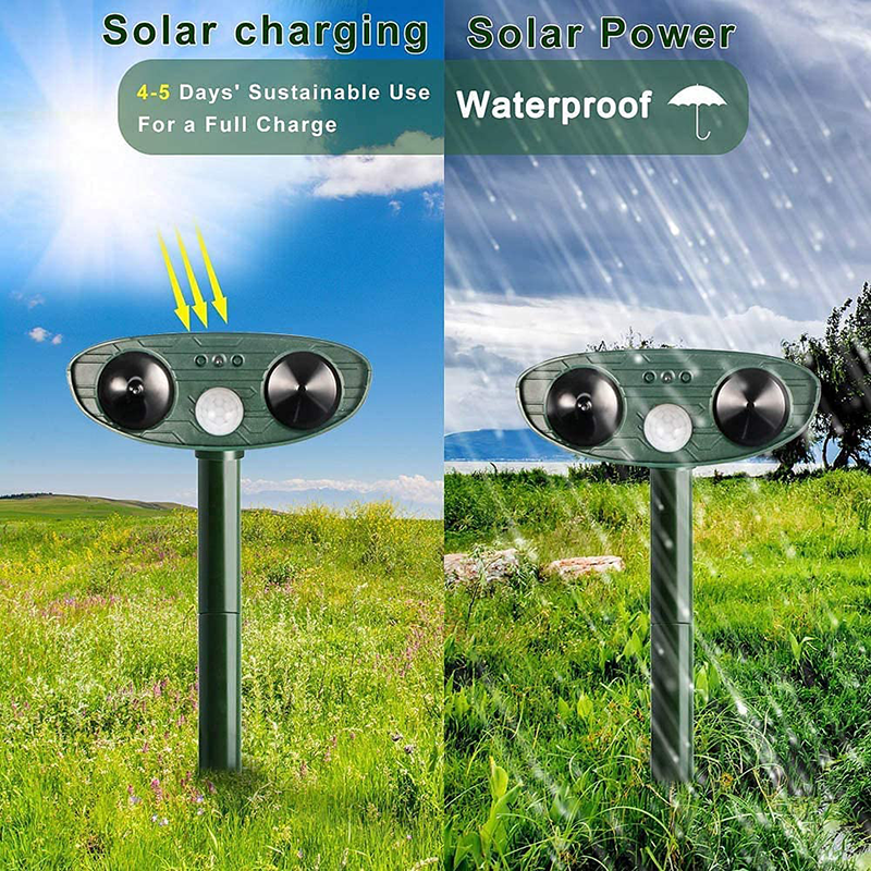 Solar Powered Ultrasonic Pest Repeller with LED Light and Motion Sensor for Garden - Image 5