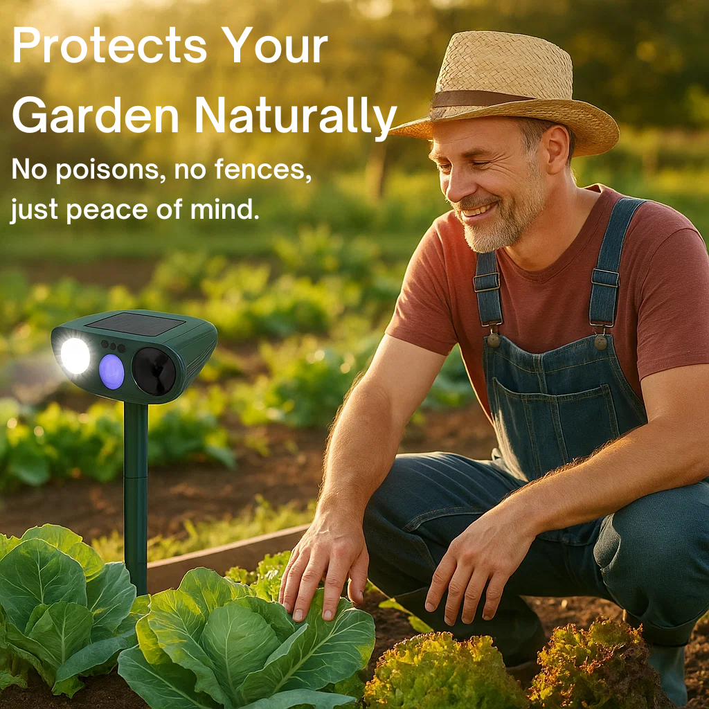Solar Powered Ultrasonic Pest Repeller with LED Light and Motion Sensor for Garden - Image 6