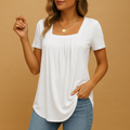 Women’s square-neck blouse in breathable cotton blend with a relaxed fit, available in multiple colors and suitable for work or everyday outfits.
