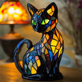Stained Glass Cat Desk Lamp with Color-Changing Glow and Mosaic Design - Image 1