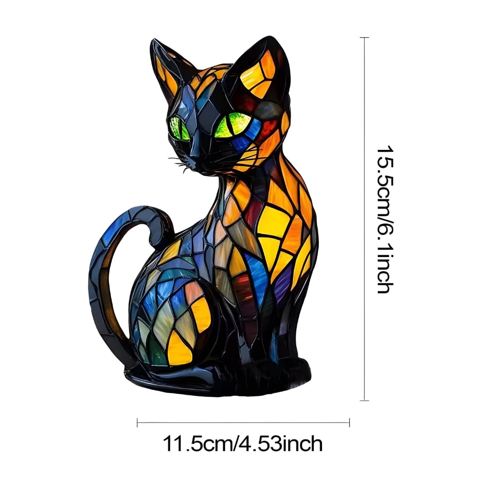 Stained Glass Cat Desk Lamp with Color-Changing Glow and Mosaic Design - Image 7