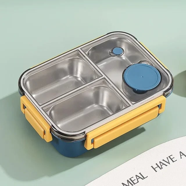 Stainless Steel Bento Lunch Box with Compartments Leak-Proof Lid and Sauce Container - Image 1