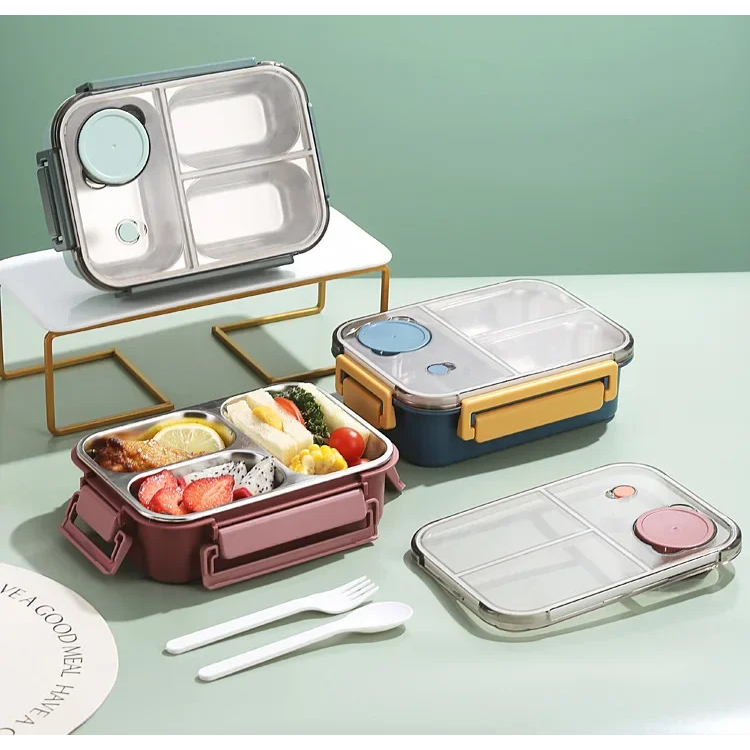 Stainless Steel Bento Lunch Box with Compartments Leak-Proof Lid and Sauce Container - Image 11