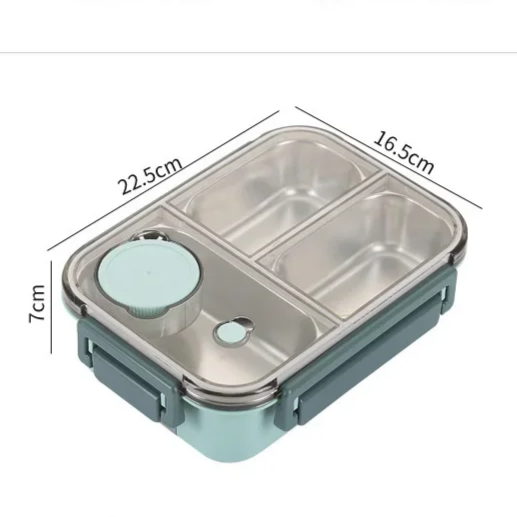Stainless Steel Bento Lunch Box with Compartments Leak-Proof Lid and Sauce Container - Image 7