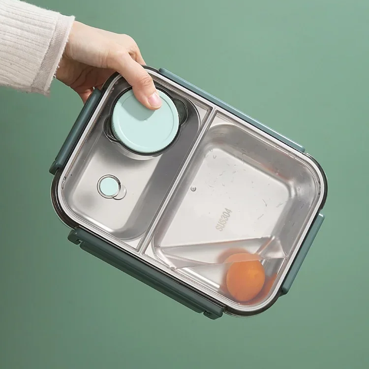 Stainless Steel Bento Lunch Box with Compartments Leak-Proof Lid and Sauce Container - Image 9