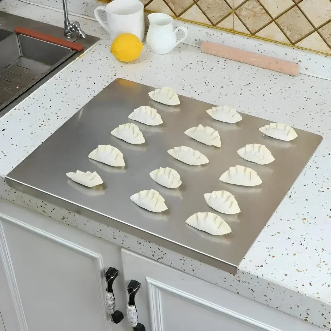 Stainless Steel Cutting Board with Spill Guard and Rounded Corners Dishwasher Safe - Image 3