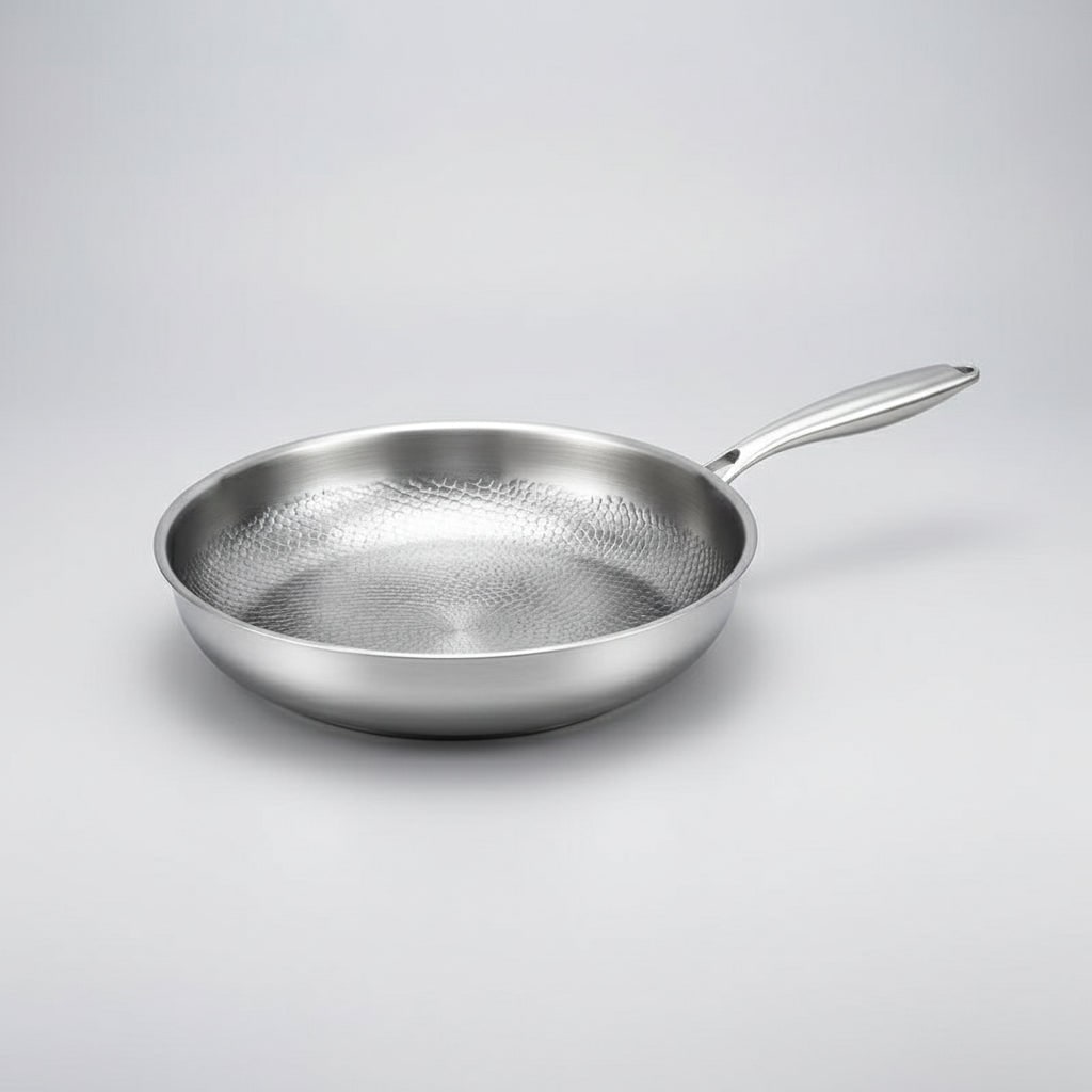 Stainless Steel Frying Pan with Hammered Interior and Induction Compatible Base - Image 10
