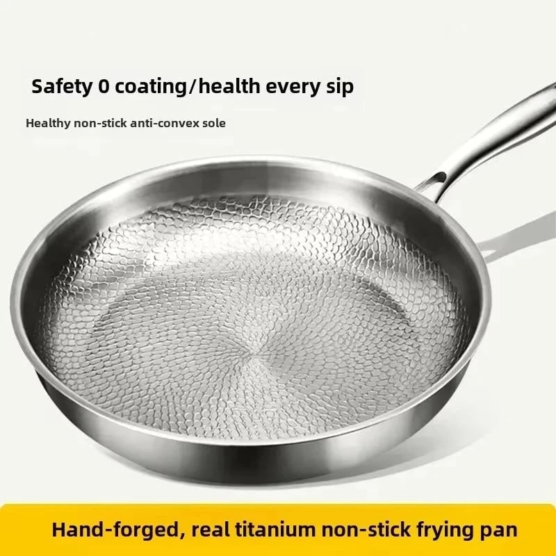 Stainless Steel Frying Pan with Hammered Interior and Induction Compatible Base - Image 4