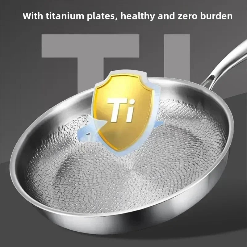 Stainless Steel Frying Pan with Hammered Interior and Induction Compatible Base - Image 5