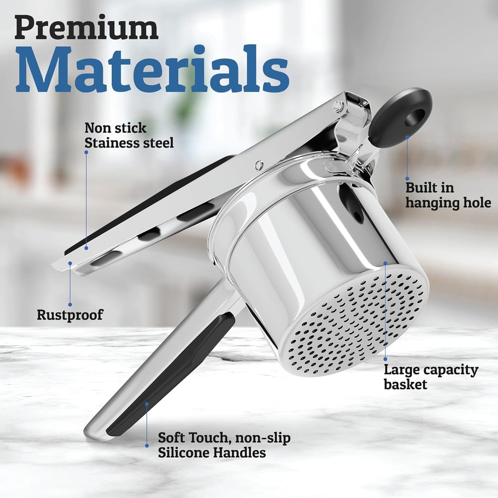 Stainless Steel Potato Ricer Press with Interchangeable Disks and Non-Slip Handles - Image 11