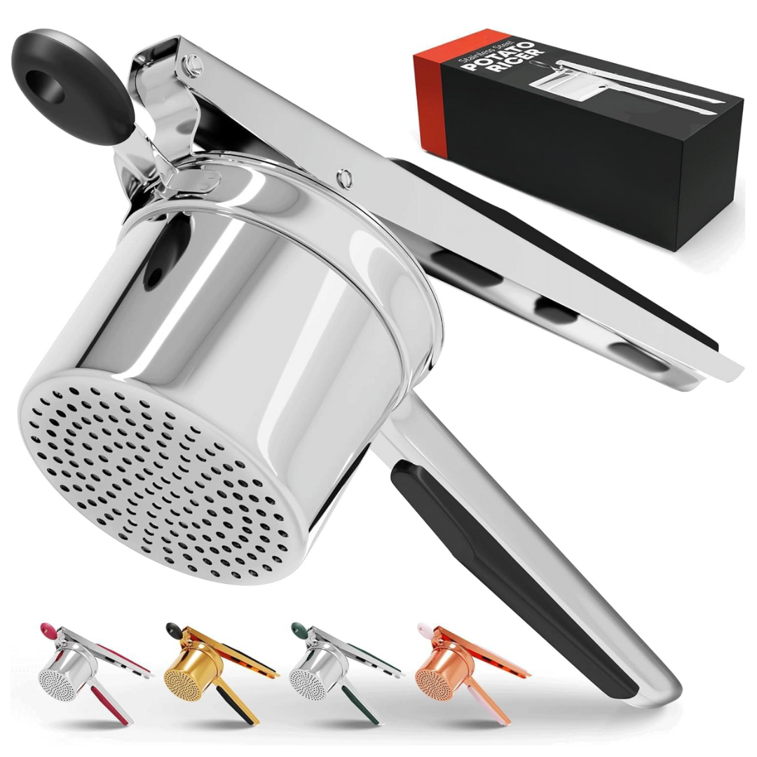 Stainless Steel Potato Ricer Press with Interchangeable Disks and Non-Slip Handles - Image 6