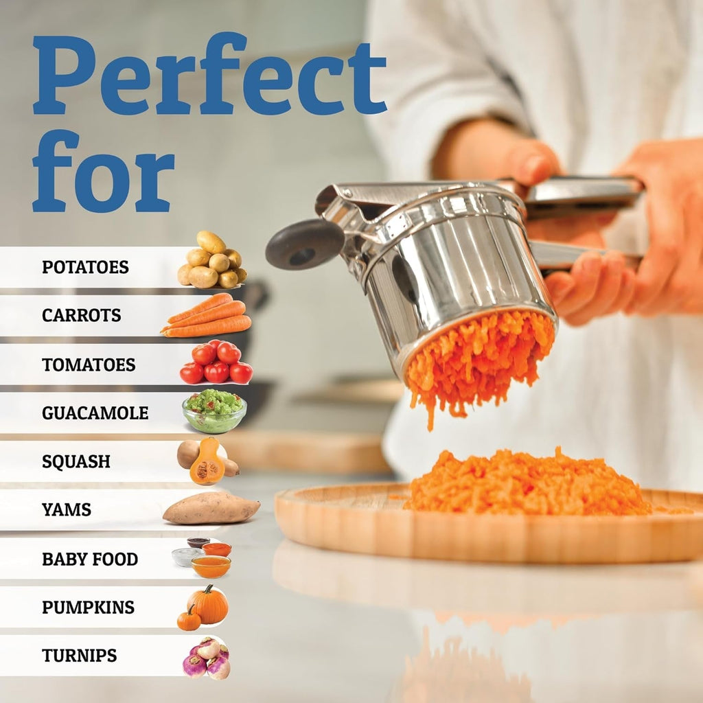 Stainless Steel Potato Ricer Press with Interchangeable Disks and Non-Slip Handles - Image 9