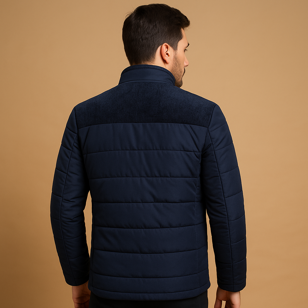 Men’s stylish fleece jacket with soft lining, high collar, and zip pockets, suitable for everyday wear, travel, and outdoor activities.