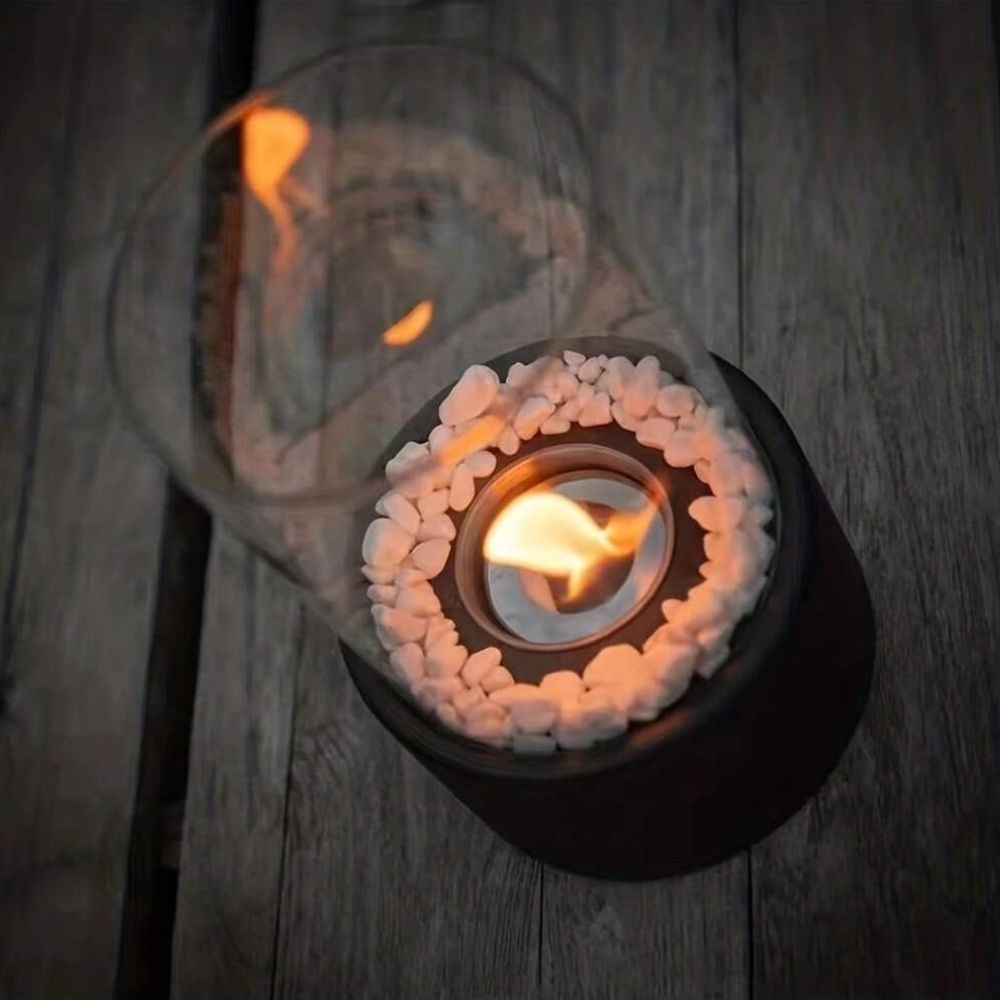 Tabletop Fire Pit with Smokeless Portable Glass Cylinder and Decorative Stones - Image 10