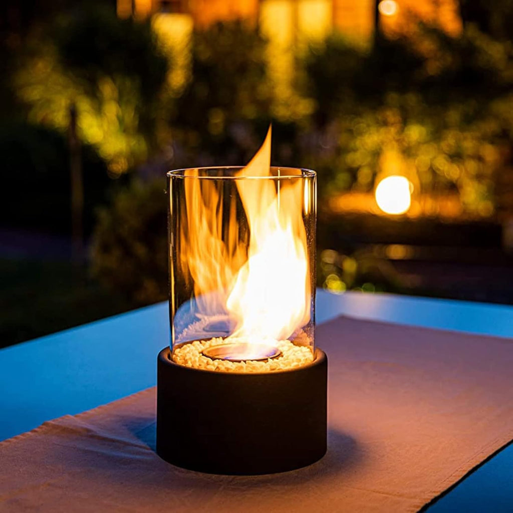 Tabletop Fire Pit with Smokeless Portable Glass Cylinder and Decorative Stones - Image 11