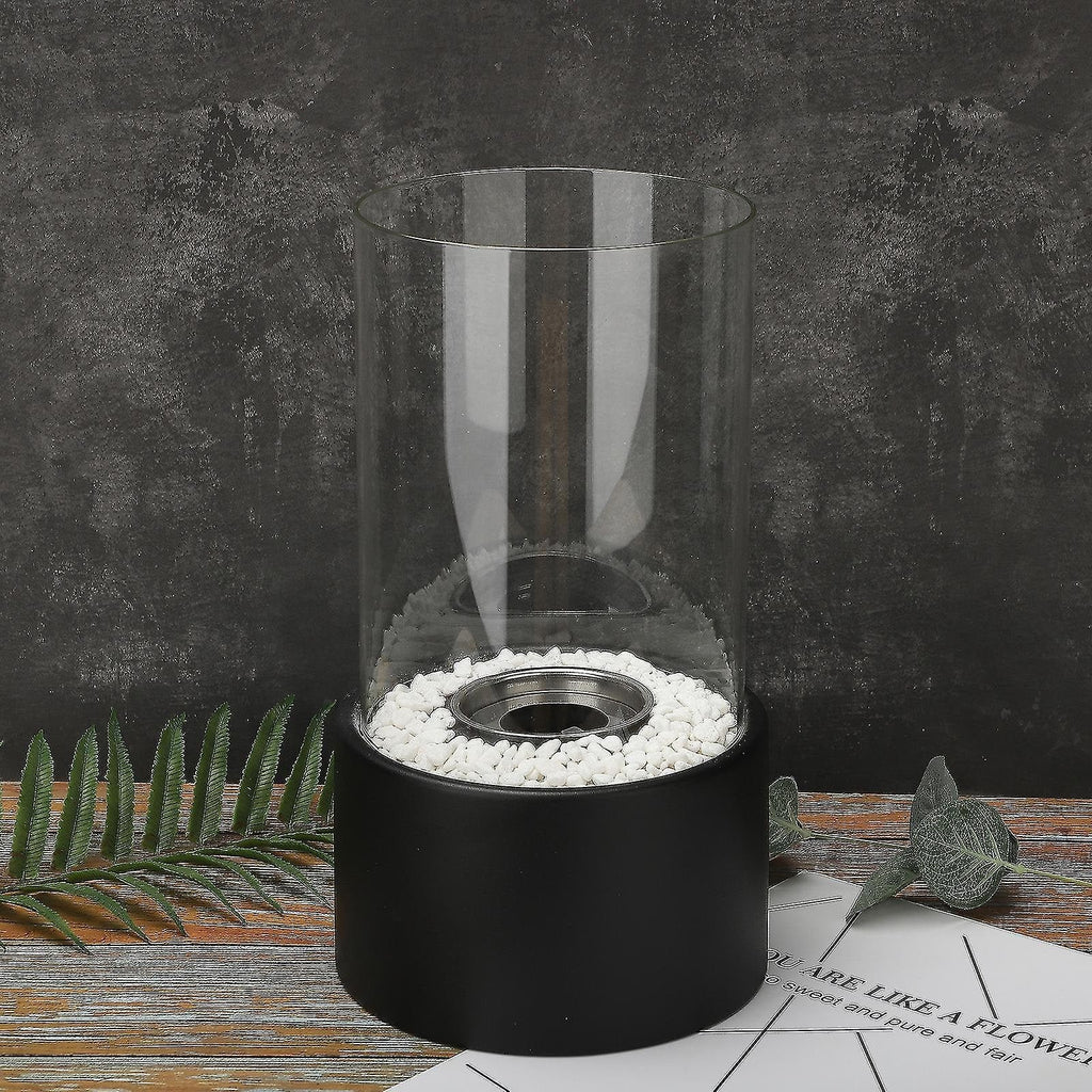 Tabletop Fire Pit with Smokeless Portable Glass Cylinder and Decorative Stones - Image 12