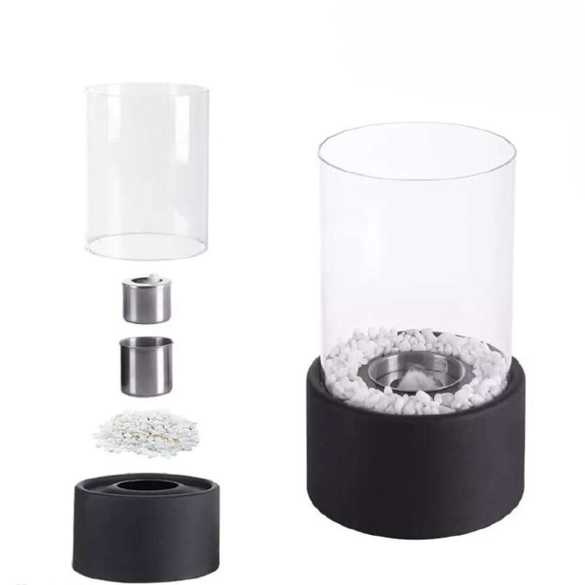 Tabletop Fire Pit with Smokeless Portable Glass Cylinder and Decorative Stones - Image 18