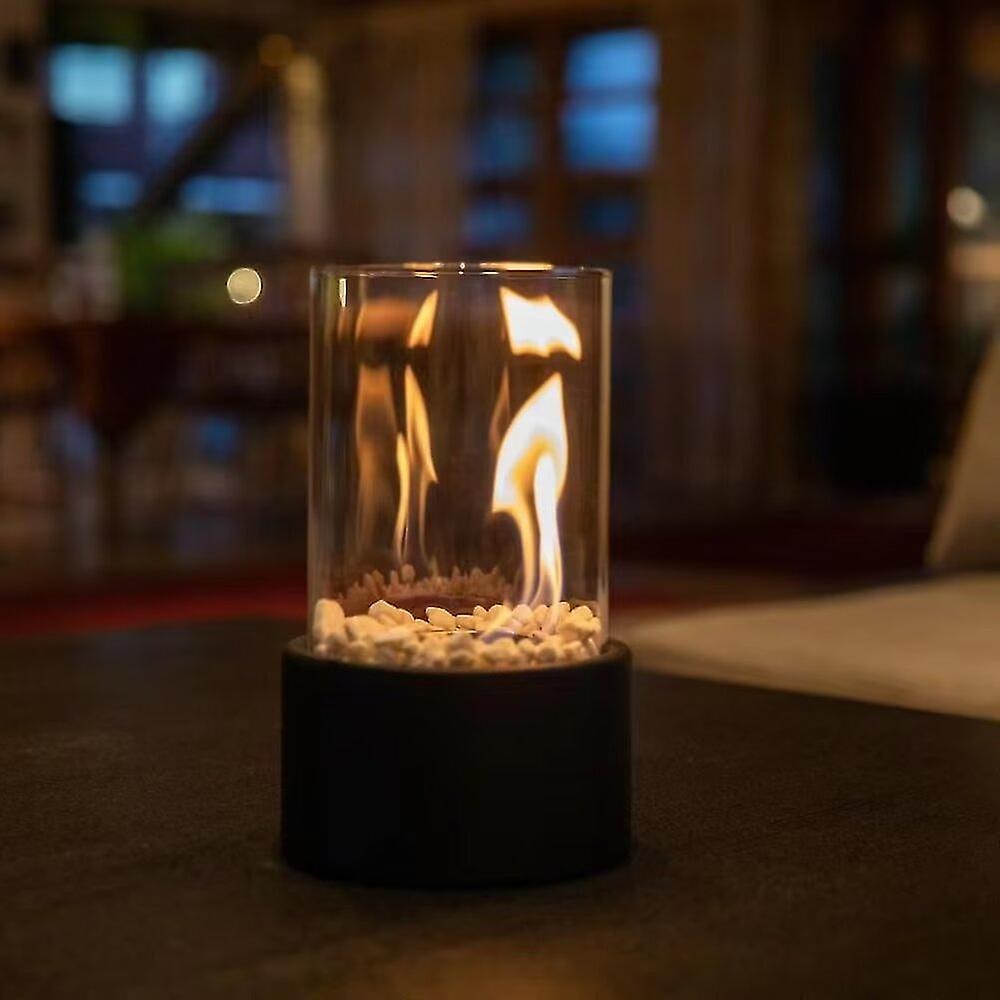 Tabletop Fire Pit with Smokeless Portable Glass Cylinder and Decorative Stones - Image 5