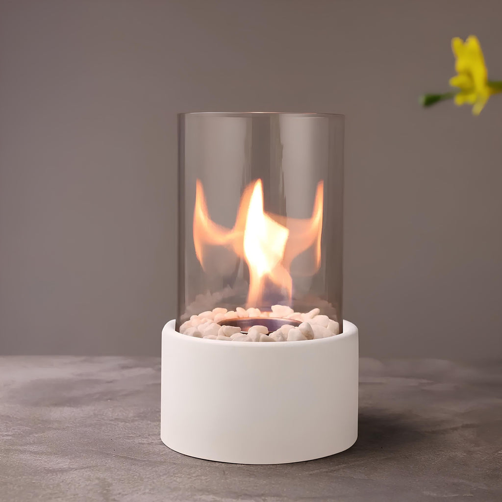 Tabletop Fire Pit with Smokeless Portable Glass Cylinder and Decorative Stones - Image 9
