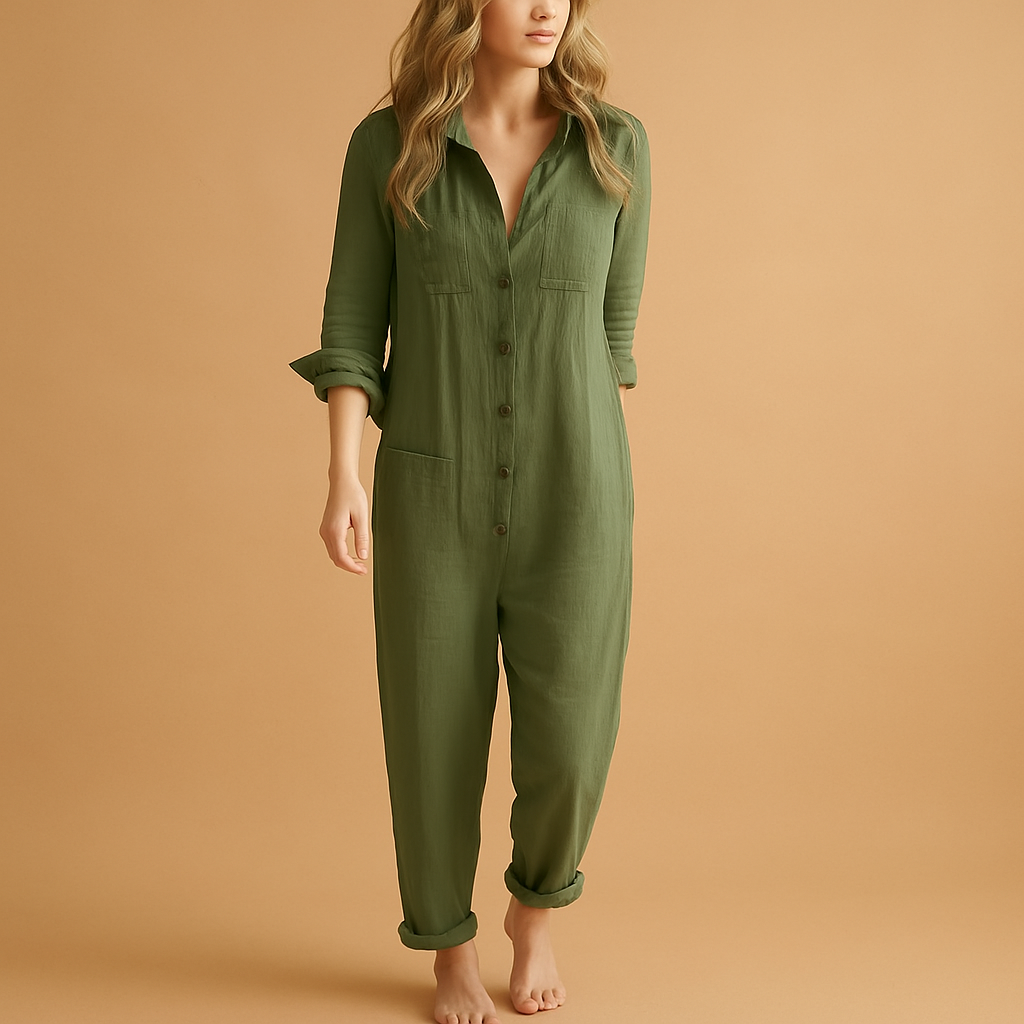 Tailored polo-collar jumpsuit for women | Bianca