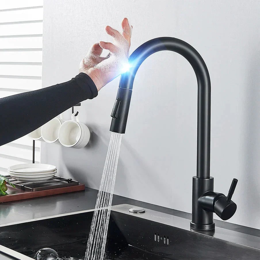 Touch Kitchen Water Faucet with Pull-Out Sprayer and Single Handle Lever - Image 1