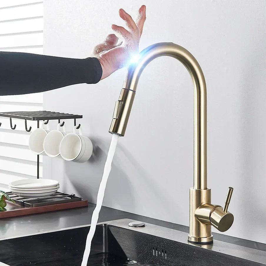 Touch Kitchen Water Faucet with Pull-Out Sprayer and Single Handle Lever - Image 2