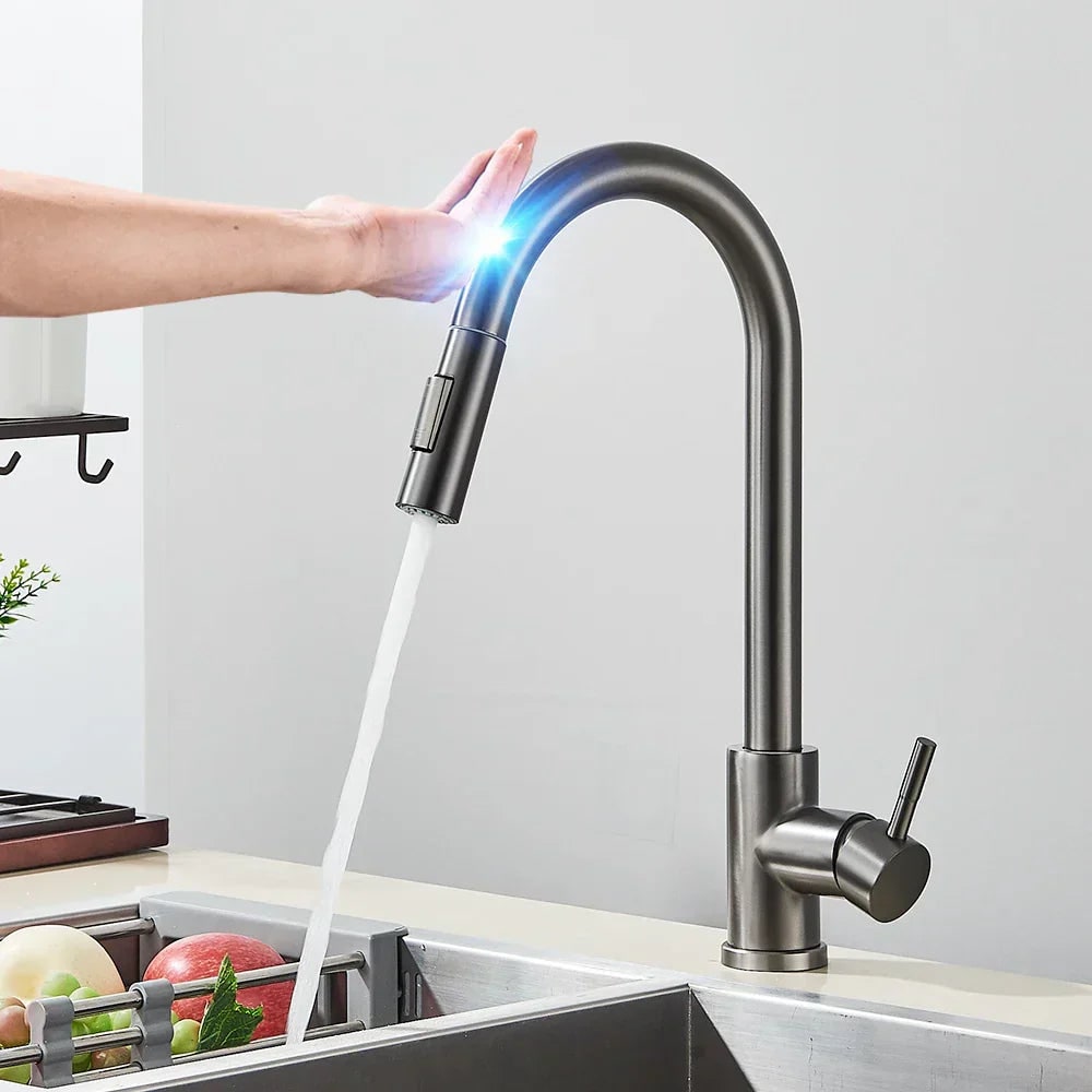 Touch Kitchen Water Faucet with Pull-Out Sprayer and Single Handle Lever - Image 3