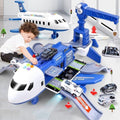 Toy Airplane Playset with Fold-Out Ramps Working Crane and Mini Vehicles - Image 1