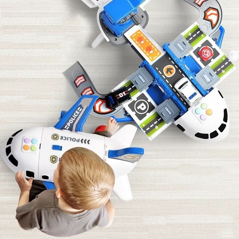 Toy Airplane Playset with Fold-Out Ramps Working Crane and Mini Vehicles - Image 5