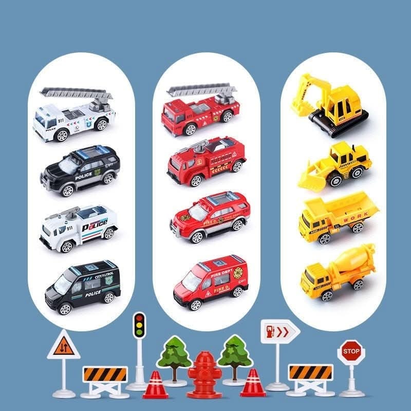Toy Airplane Playset with Fold-Out Ramps Working Crane and Mini Vehicles - Image 9