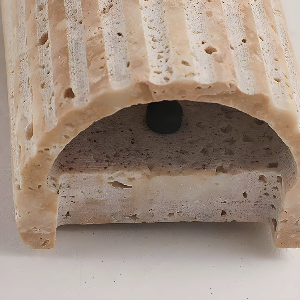 Travertine Wall Sconce with Fluted Stone Texture and Warm LED Lighting - Image 5