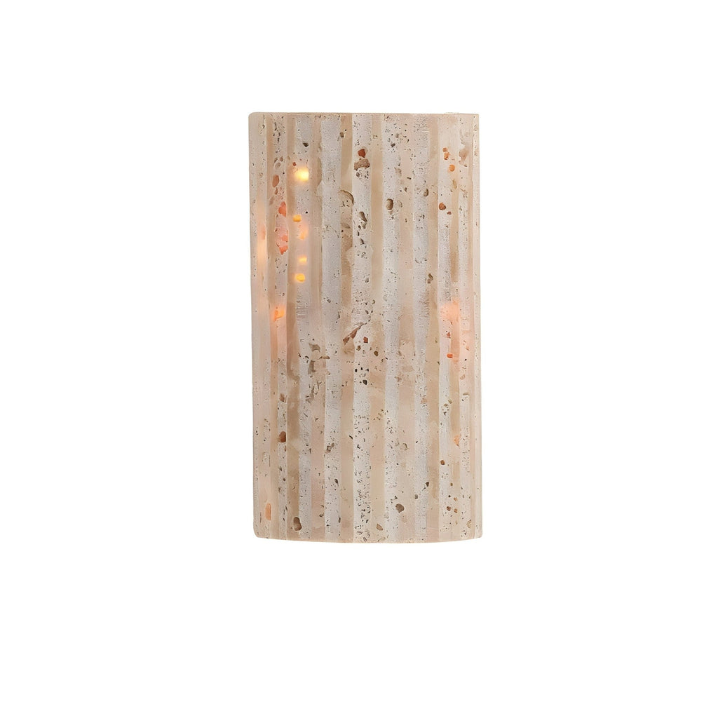 Travertine Wall Sconce with Fluted Stone Texture and Warm LED Lighting - Image 6