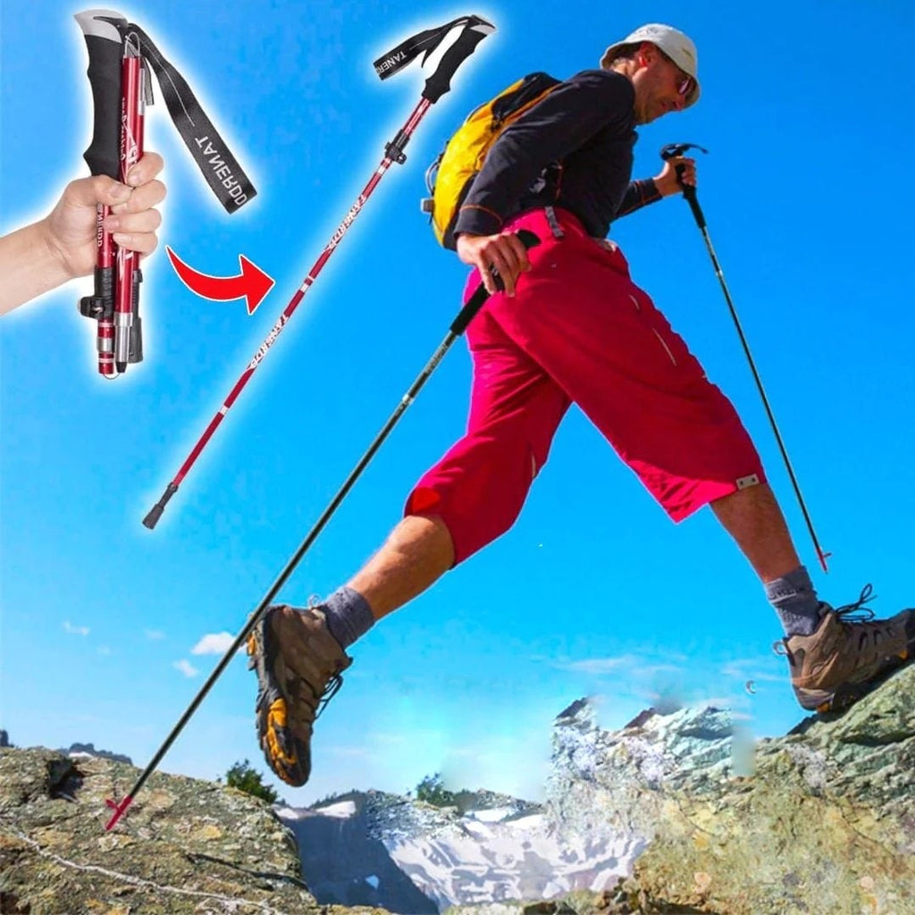 Trekking Poles with Ergonomic Foam Grip Collapsible Foldable Design and Adjustable Height - Image 1