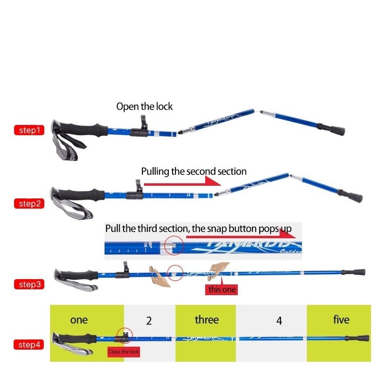 Trekking Poles with Ergonomic Foam Grip Collapsible Foldable Design and Adjustable Height - Image 12
