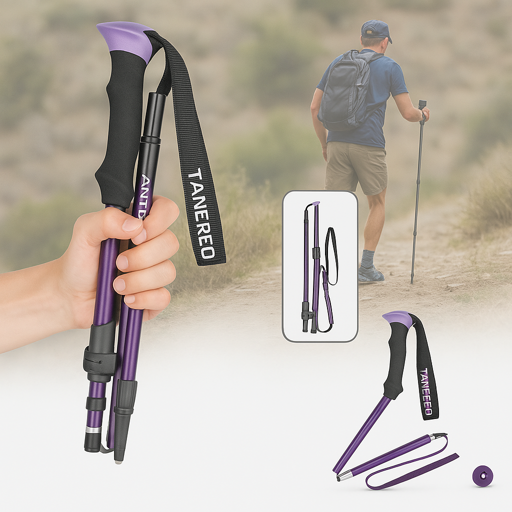 Trekking Poles with Ergonomic Foam Grip Collapsible Foldable Design and Adjustable Height - Image 5