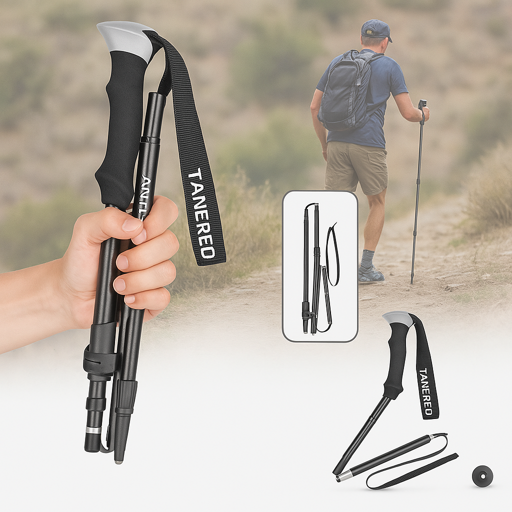 Trekking Poles with Ergonomic Foam Grip Collapsible Foldable Design and Adjustable Height - Image 6