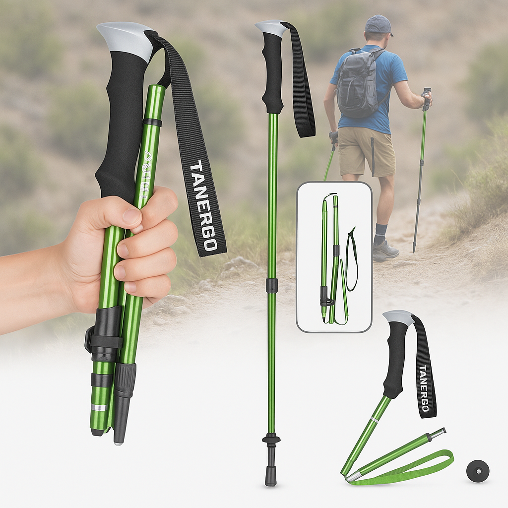 Trekking Poles with Ergonomic Foam Grip Collapsible Foldable Design and Adjustable Height - Image 7
