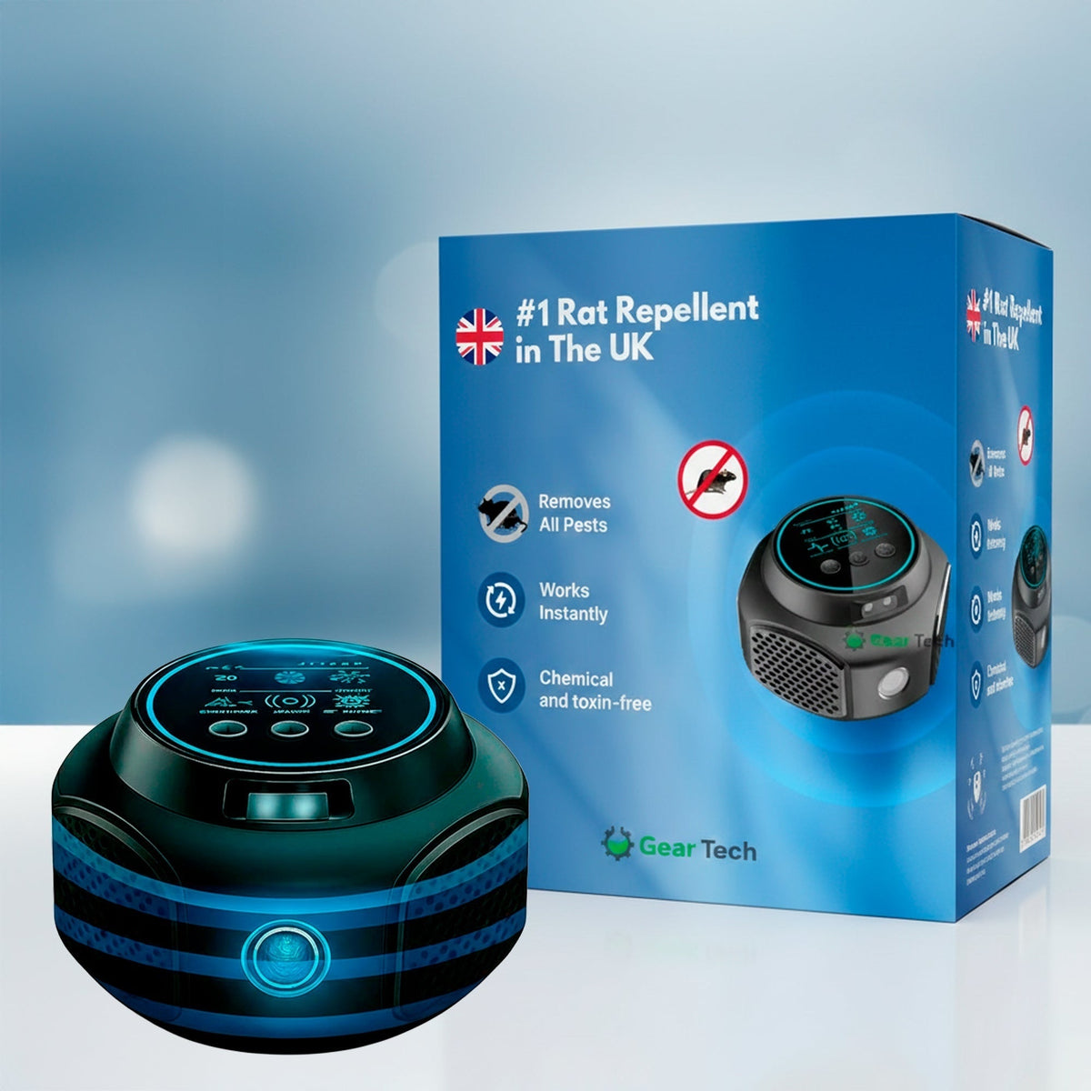 Ultrasonic Mouse Repellent with Plug-In Design and Digital Display - Image 1